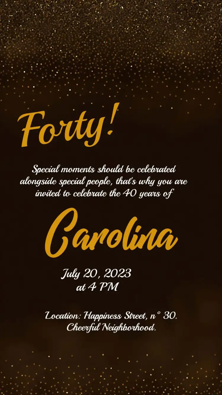 Invitation Glitter Thirties – Birthday theme golden, sparkle, elegant, modern, glamorous