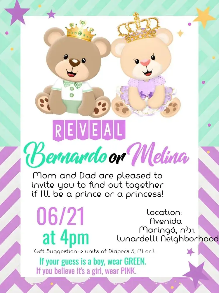 Invite Tea Party Bears Royalty Theme editable and customizable