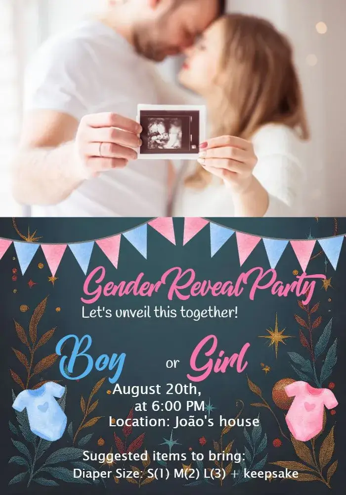 Gender Reveal Tea With Photo Onesie invitation