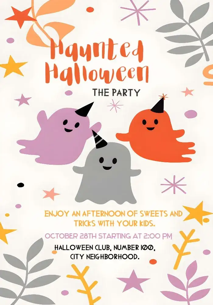 Invitation Ghost Halloween – Commemorative Dates theme dark, spooky, fun, vibrant, themed, Halloween-themed illustrations