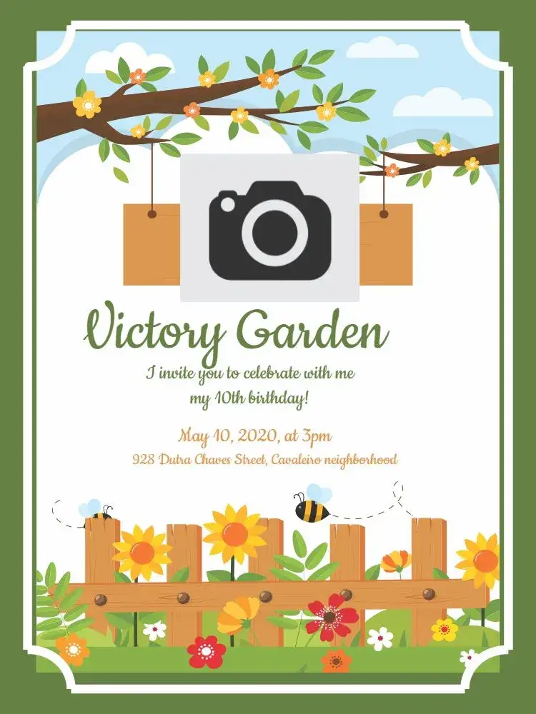 Invitation Digital Garden – Kids' Birthday Party theme floral, colorful, fun, childlike, natural, playful