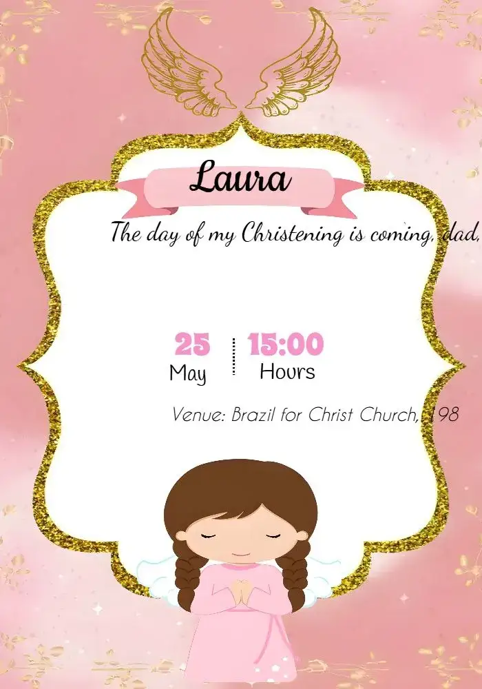 Invitation Yellow Little Angel Baptism – Baptism theme yellow, little angels, childish, delicate, cheerful