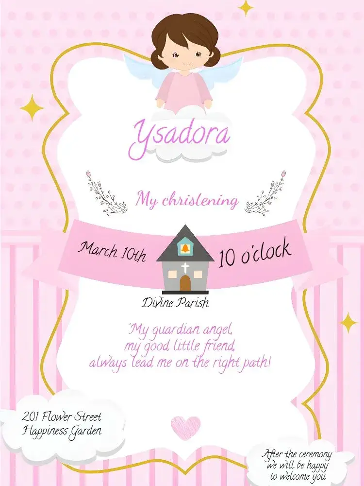 Angel Pink Baptism invitation