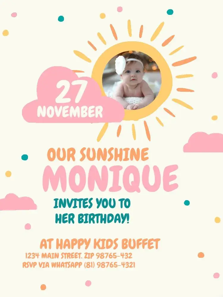 Sun Ray With Pink Photo Celebration invitation