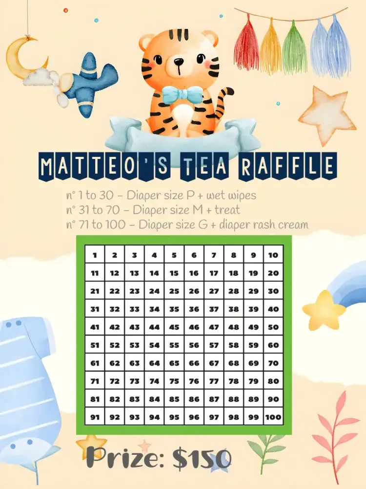 Tiger Boy Diaper Raffle Tea invitation