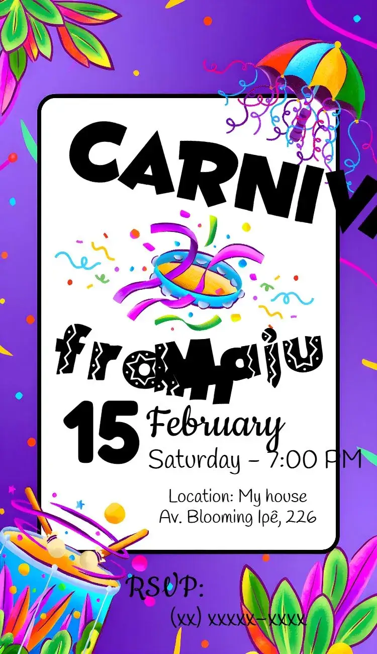Invitation Carnival Confetti Party – Commemorative Dates theme colorful, festive, bright, fun, tropical