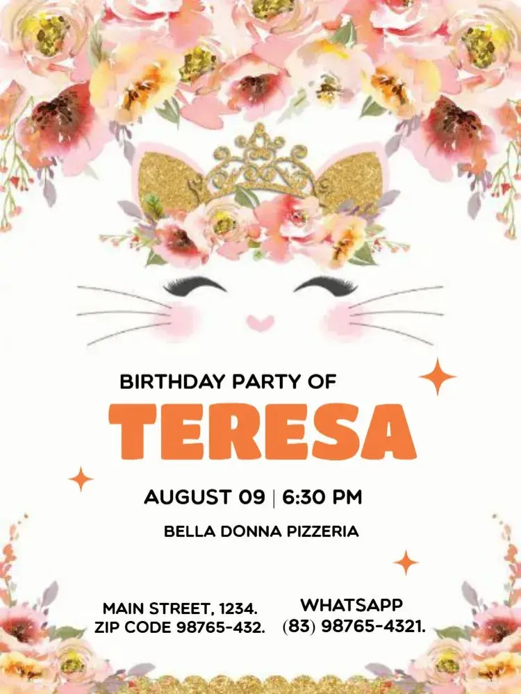Gato With Roses To Edit Gathering invitation