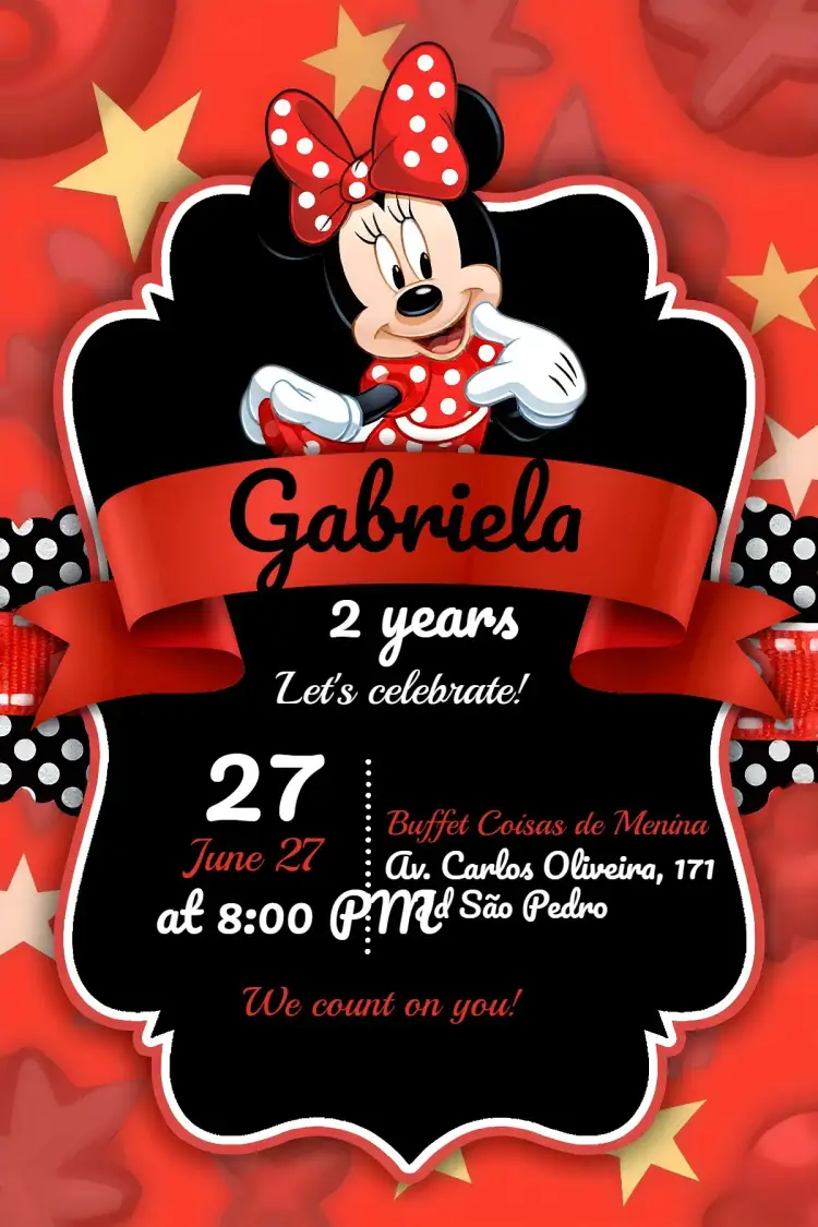 Invite Red Minnie Mouse editable and customizable