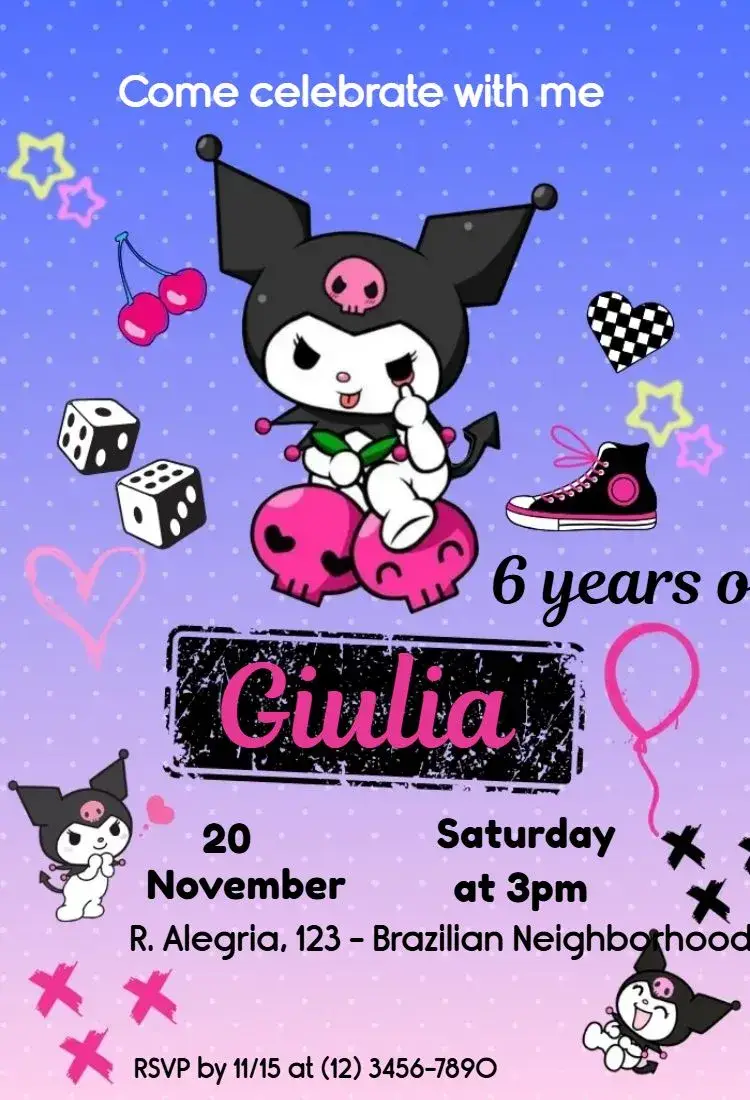 Kuromi invitation
