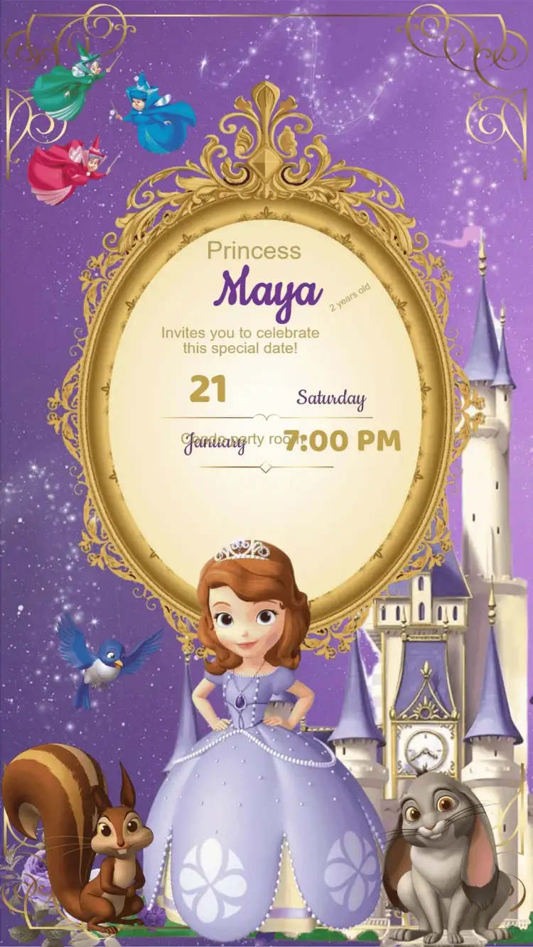Birthday Invitation Princess Sofia