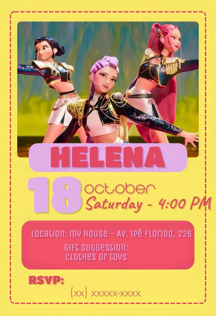 Invitation Birthday Kpop Warriors