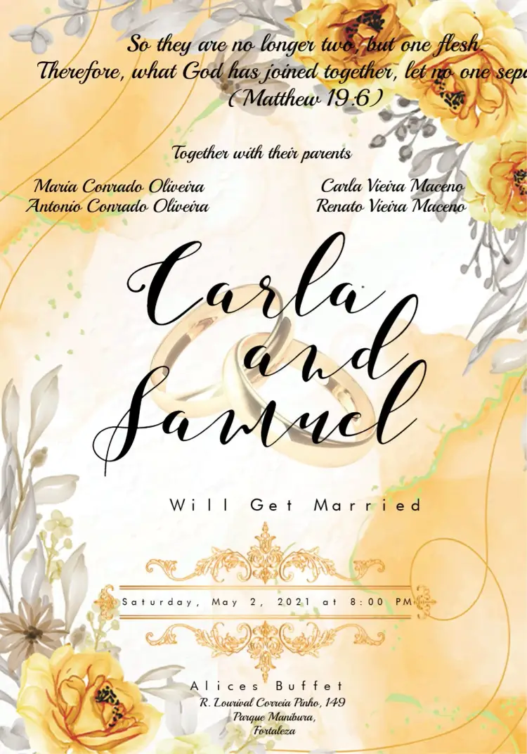 Yellow Floral Wedding invitation