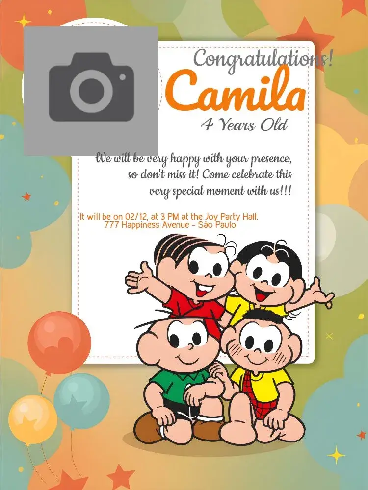 Turma Da Mônica With Cebolinha Photo invitation