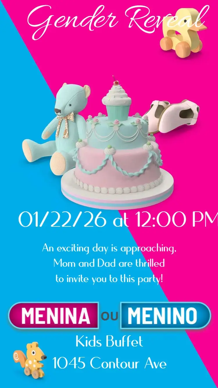 Invitation Gender Reveal Party – Gender Reveal theme colorful, playful, minimalist, modern, floral