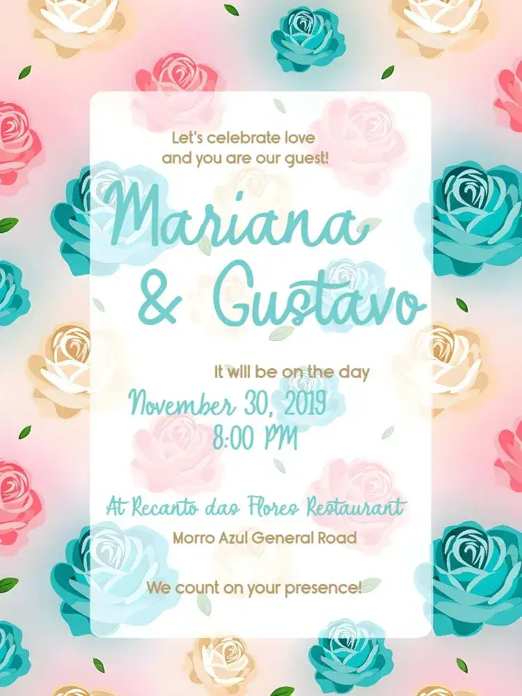Invitation Colorful Roses Floral Wedding – Wedding theme floral, colorful, romantic, elegant, modern