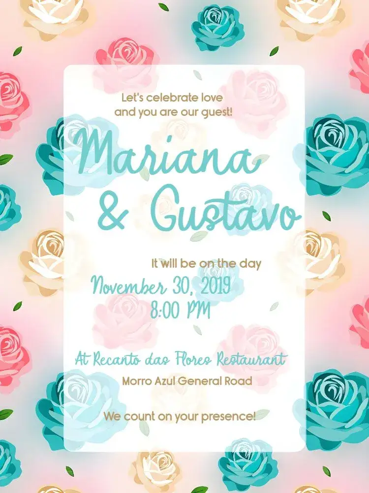 Colorful Roses Floral Wedding invitation