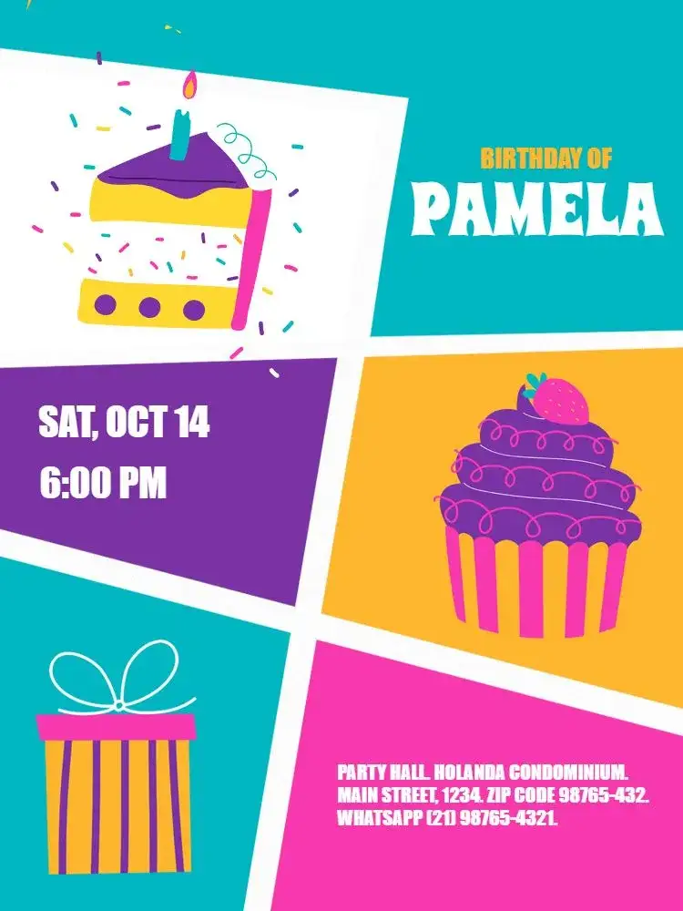 Invitation Online Colorful Gift – Kids' Birthday Party theme colorful, fun, playful, themed, youthful