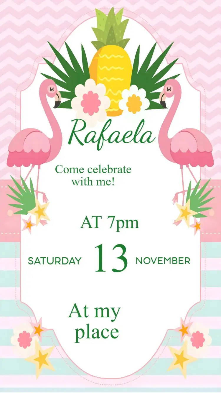 Invite Flamingo editable and customizable