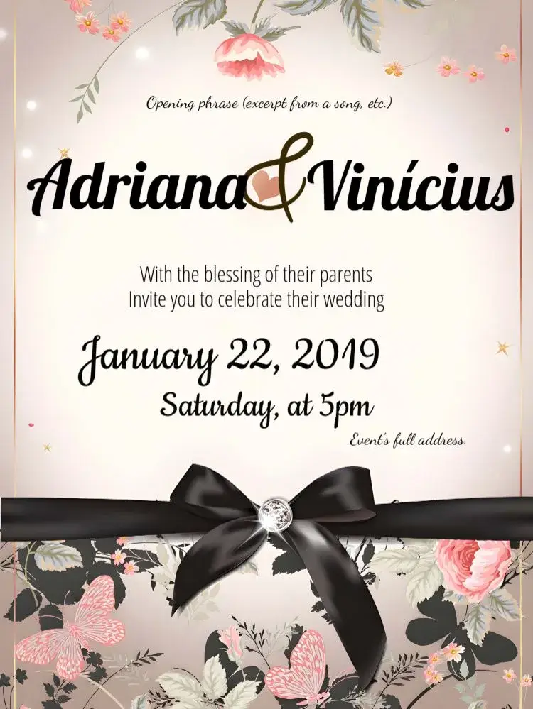 Floral Bow Wedding invitation