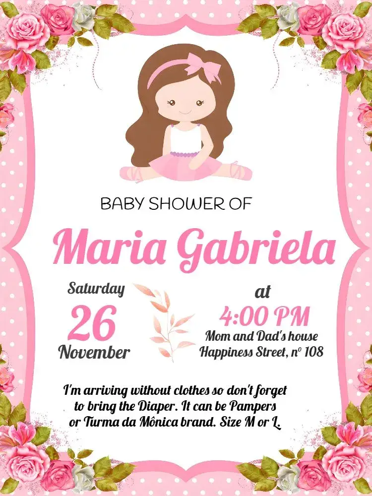 Ballerina Pink Diaper Shower invitation
