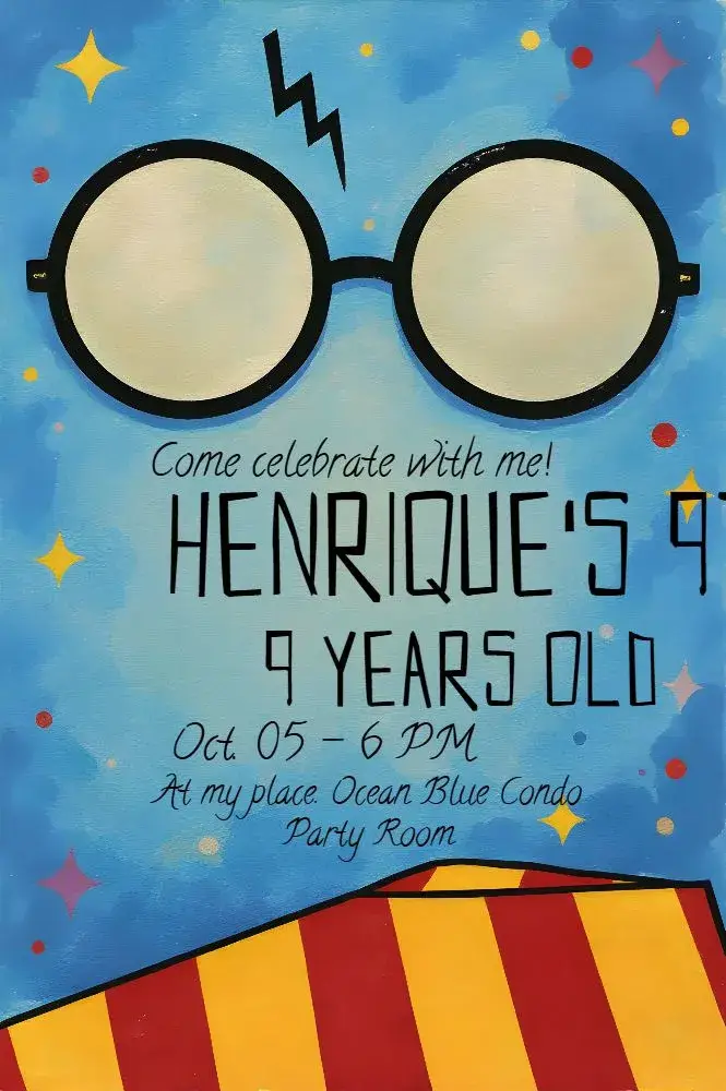 Yellow Harry Potter invitation