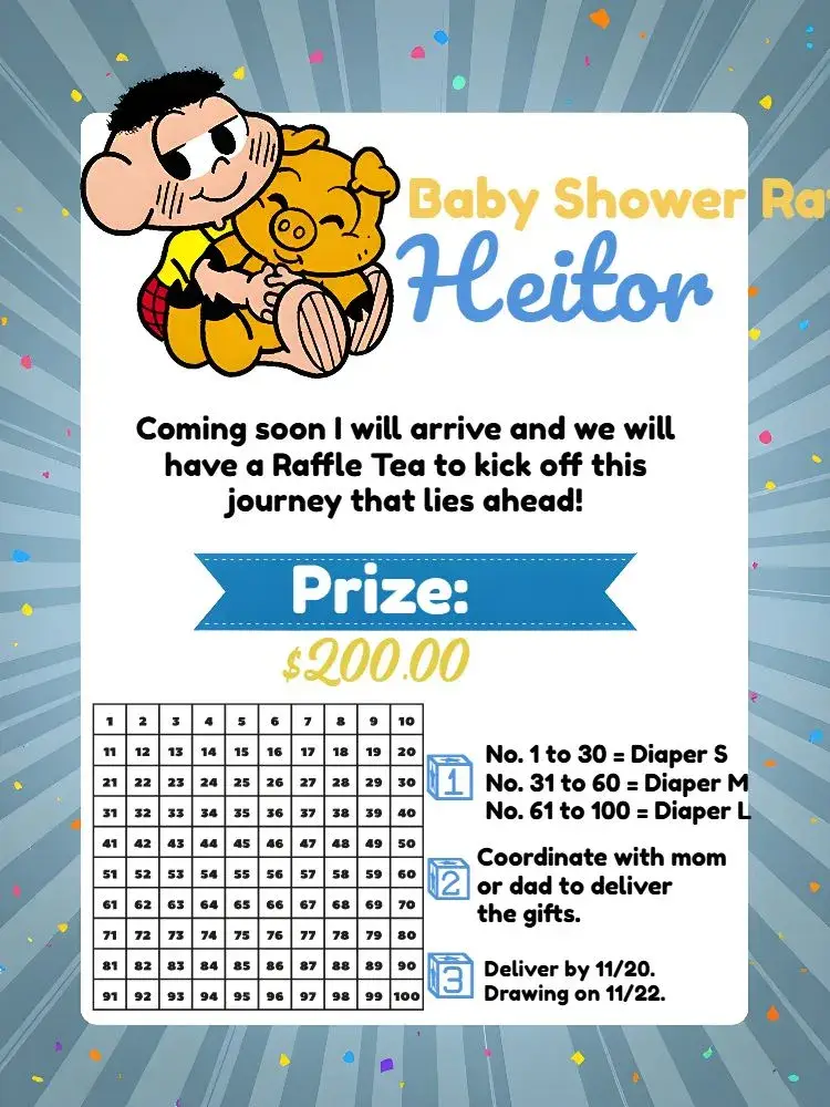 Cascão Raffle Tea Party invitation