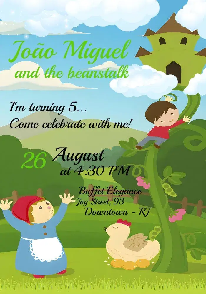 João And The Green Beanstalk invitation