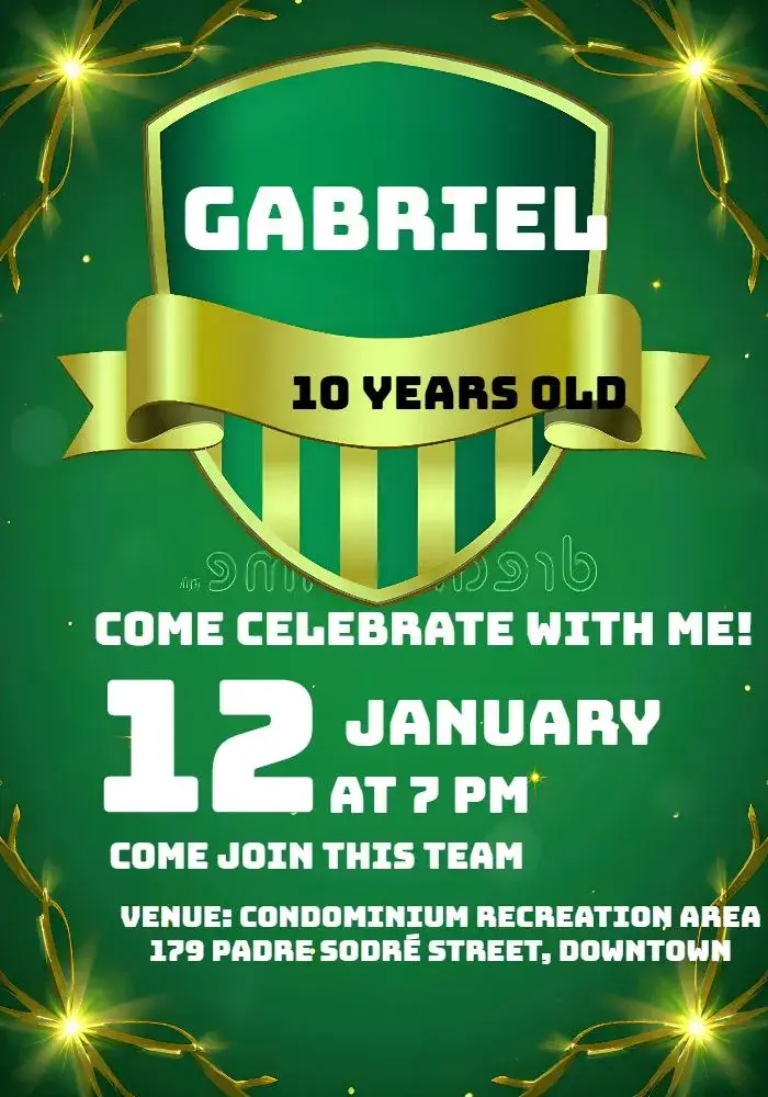 Green Soccer invitation