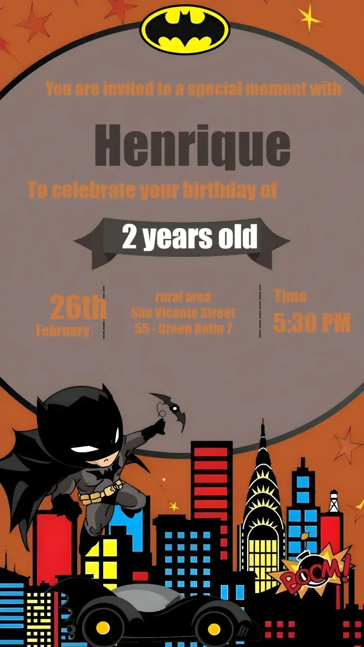 Colorful Batman invitation