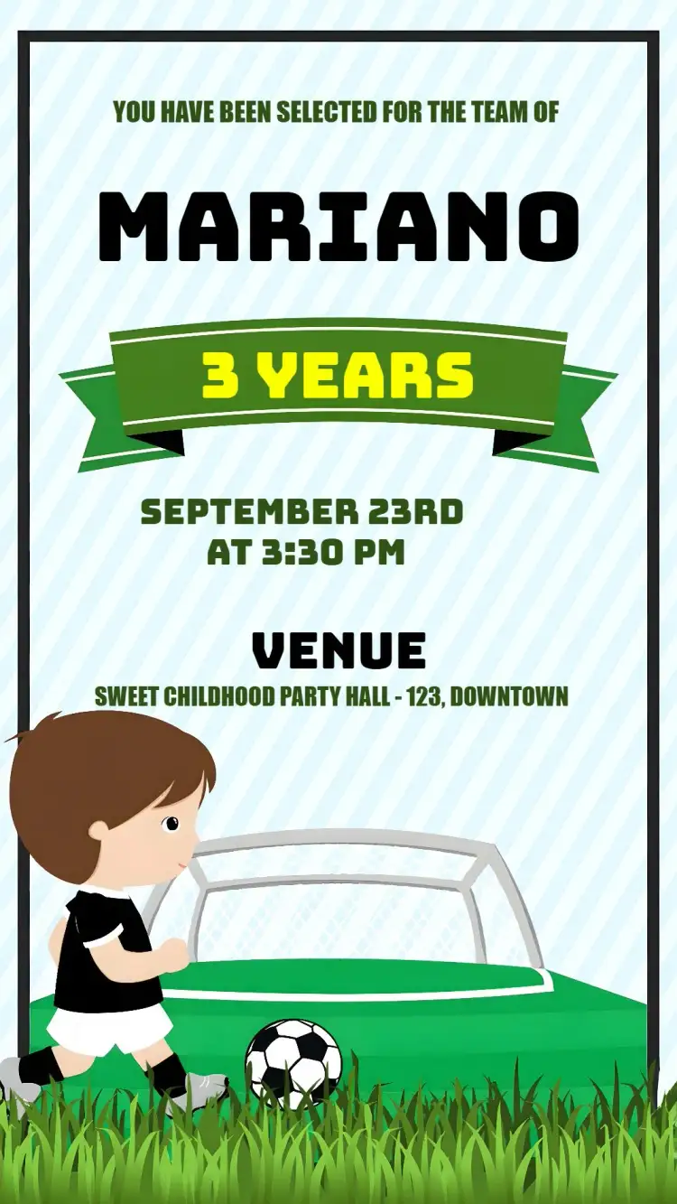 Invitation Soccer Team – Most searched for theme sporty, modern, colorful, fun, youthful, dynamic