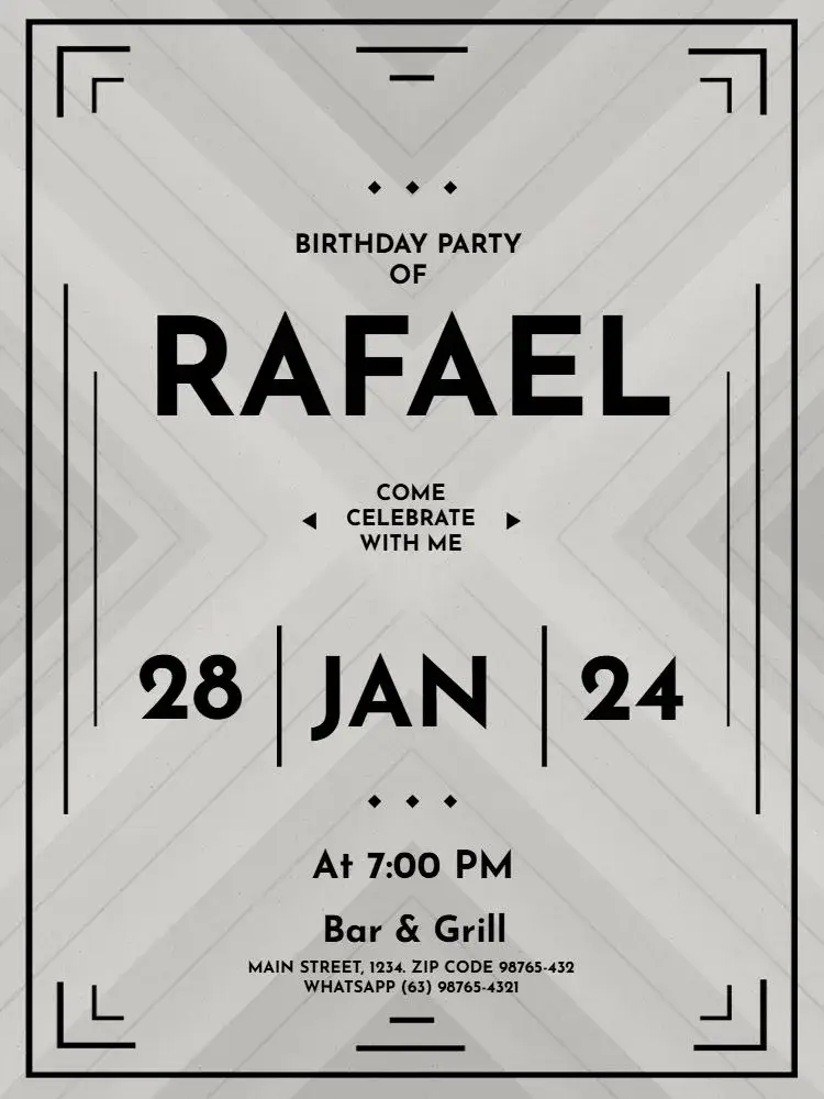 Minimalist Male Adult Party invitation