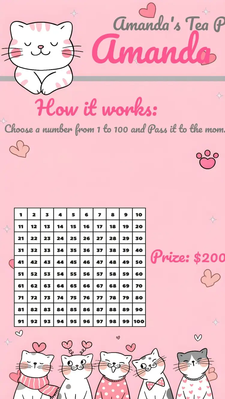 Invitation Kittens Baby Shower Raffle – Raffle Tea theme delicate, playful, modern, pink and gray, childlike, fun