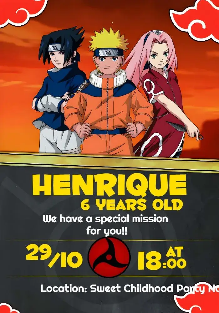 Naruto Shippuden Ninja invitation