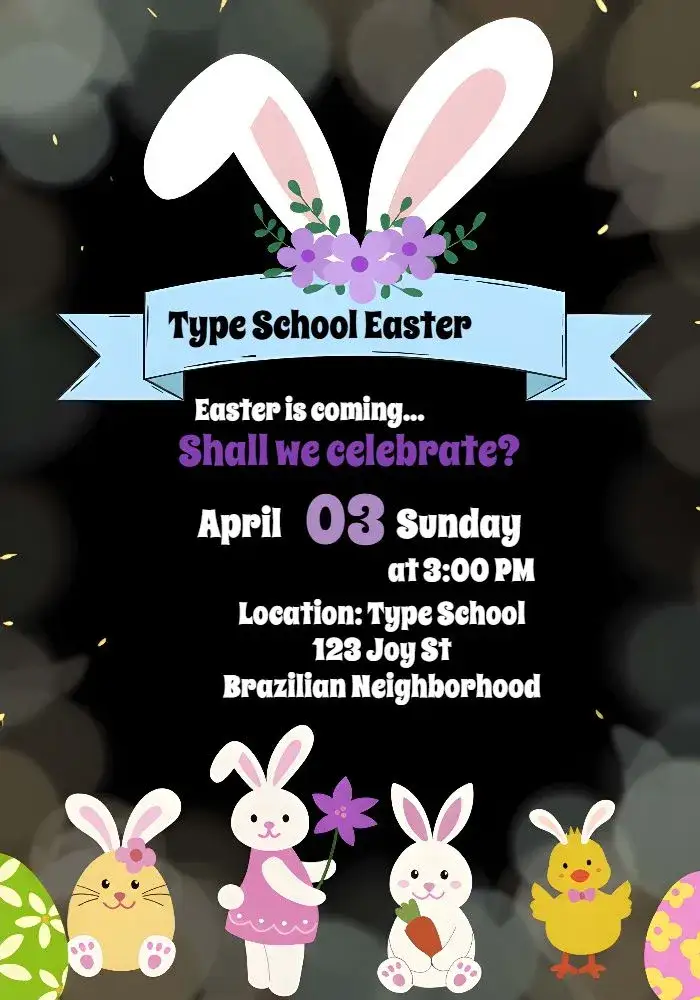 Invitation Páscoa Egg Hunt – Commemorative Dates theme colorful, playful, fun, childlike, Easter, nature