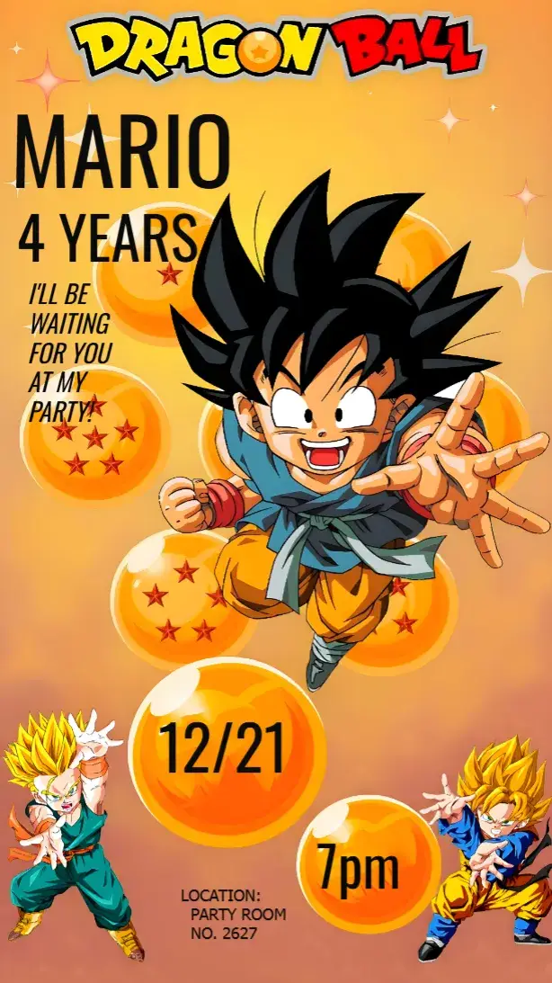 Black Dragon Ball Z invitation