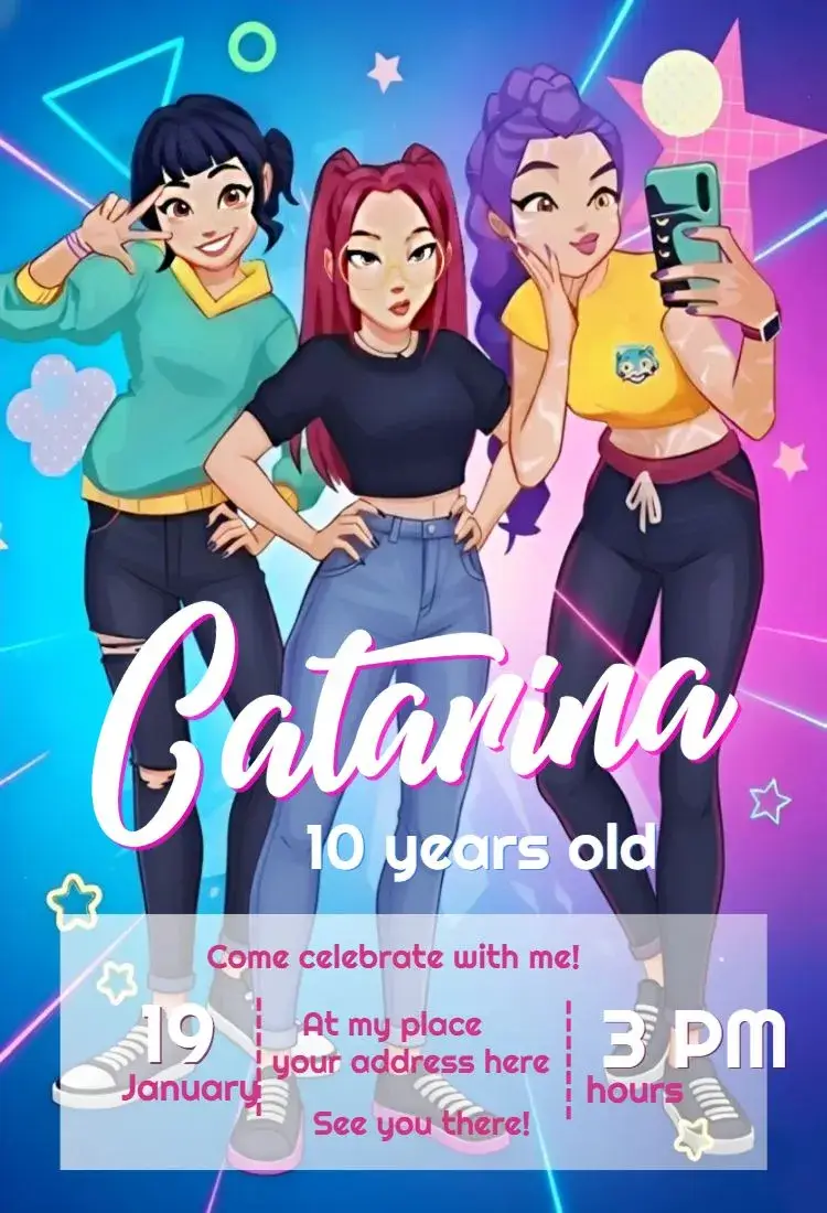 Invite Warriors of Colorful K-pop 2 editable and customizable