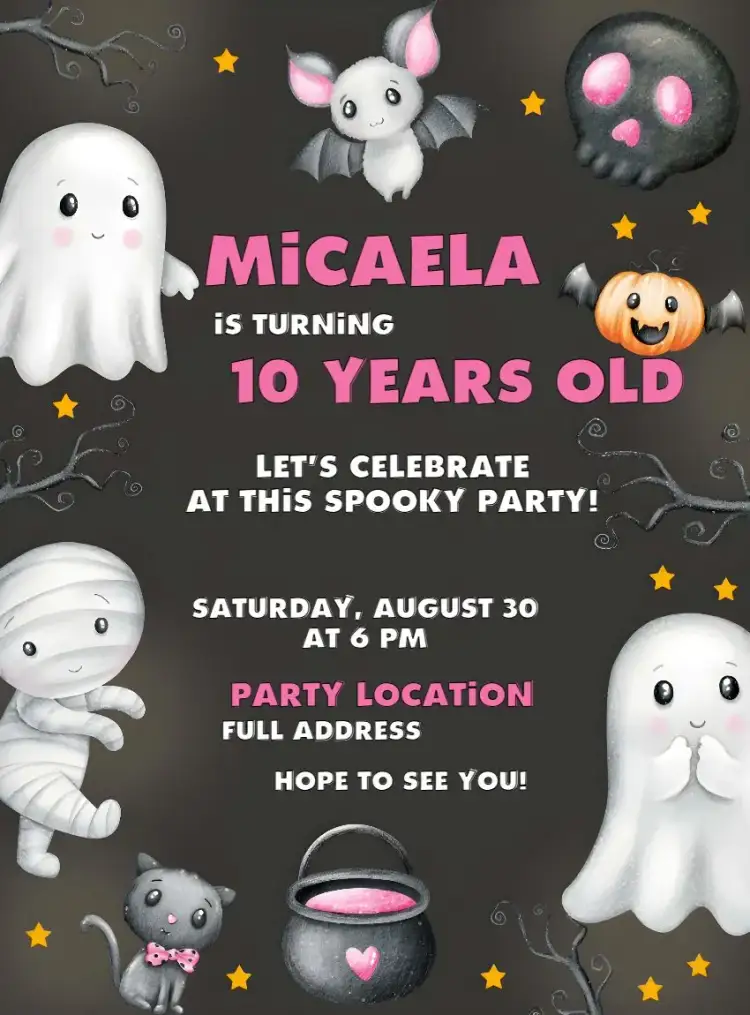 Invitation Halloween Day – Commemorative Dates theme pink, fantasy, fun, mysterious, childlike, colorful