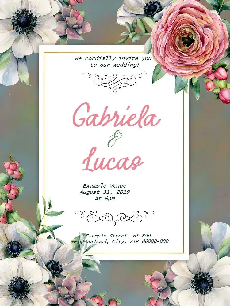 Pink Floral Wedding invitation