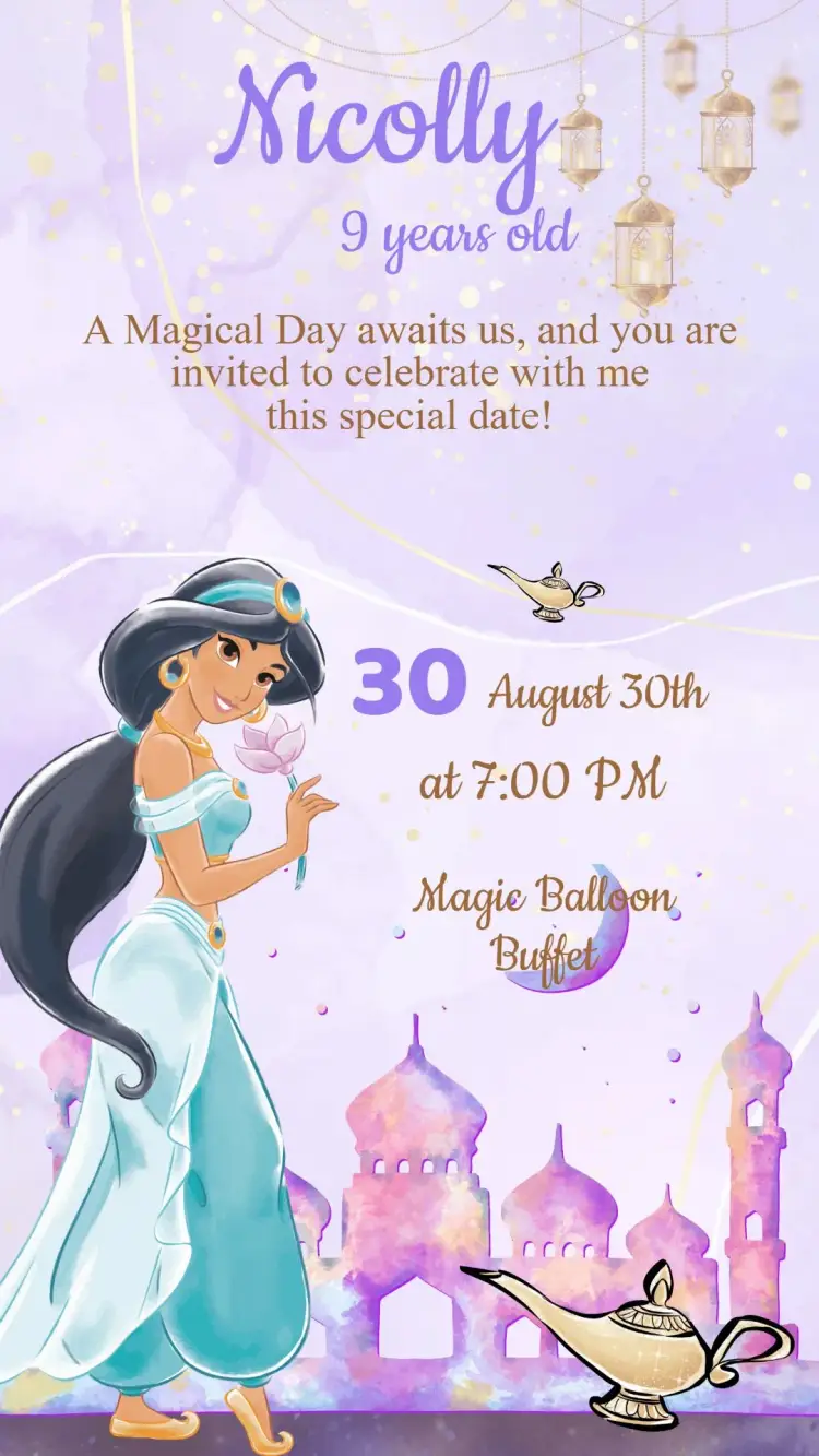 Princess Jasmine Birthday Invitation
