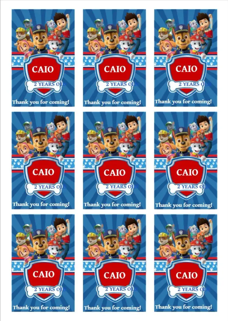 Red Paw Patrol Tag invitation