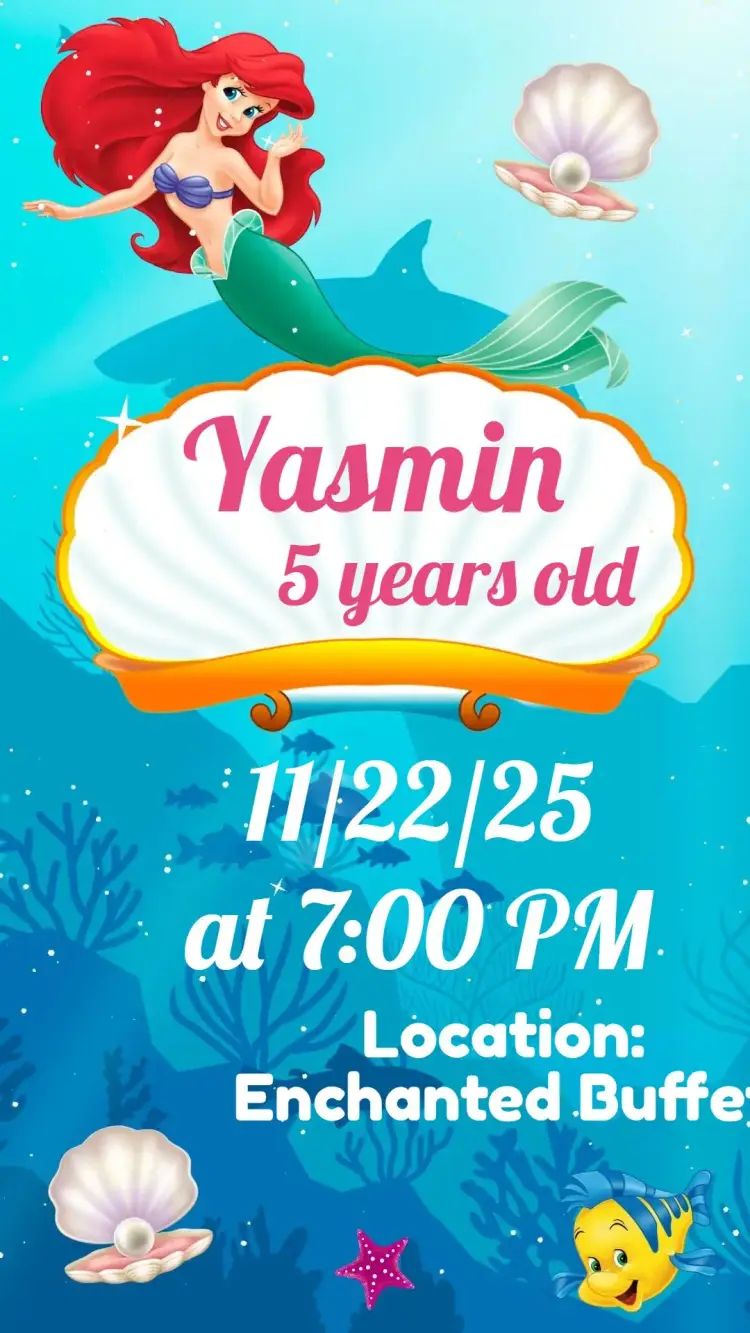 Mermaid Ariel invitation