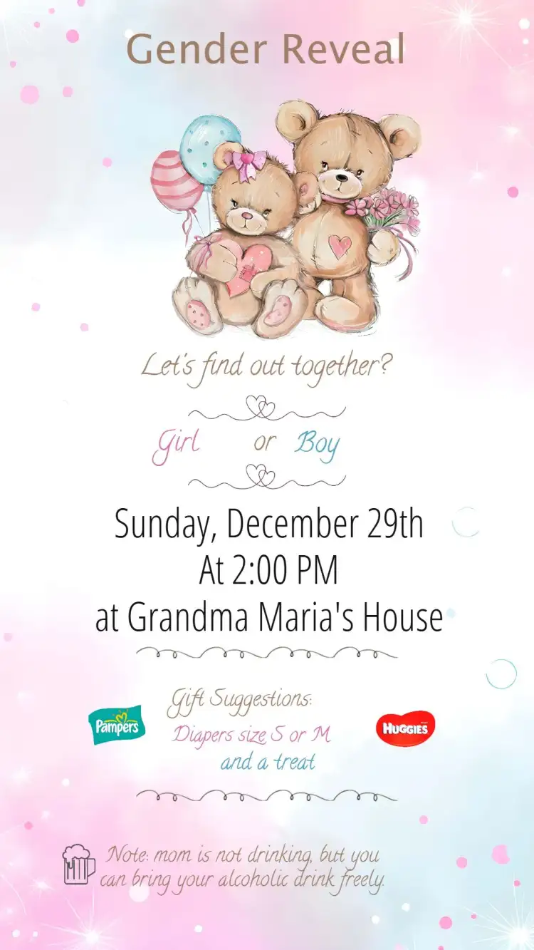 Blue And Pink Teddy Bear Gender Reveal Tea Party