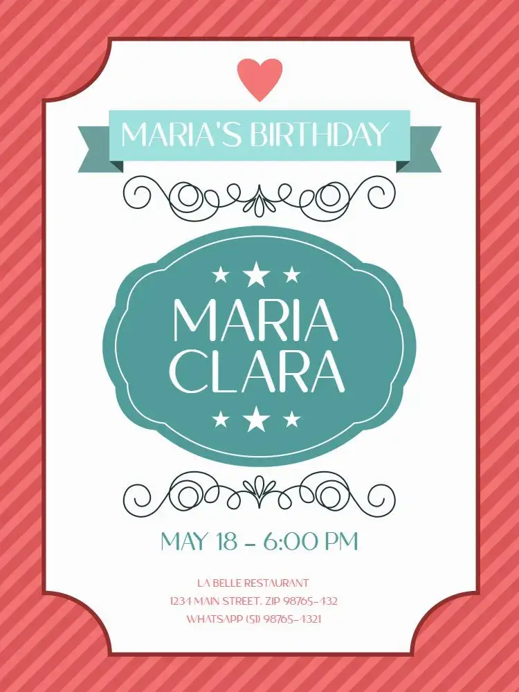 Invitation Female Adult Parisian Striped Celebration – Kids' Birthday Party theme parisian, striped, classic, delicate, elegant