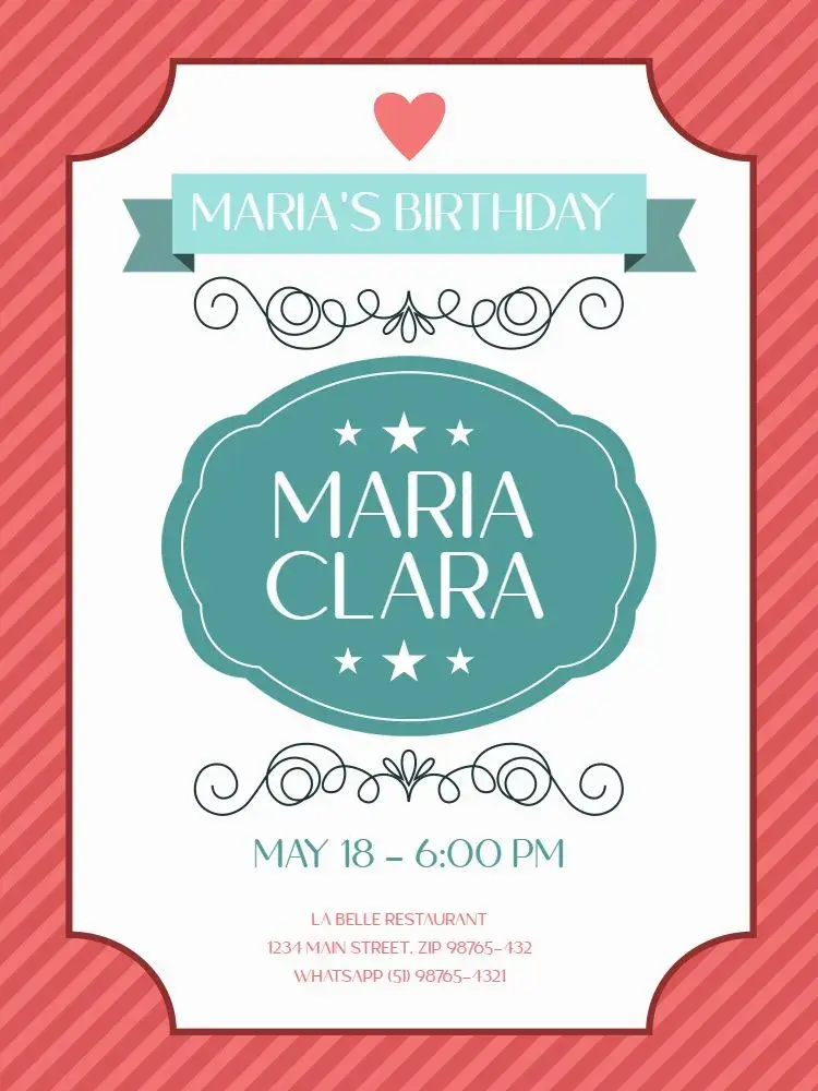 Female Adult Parisian Striped Celebration invitation
