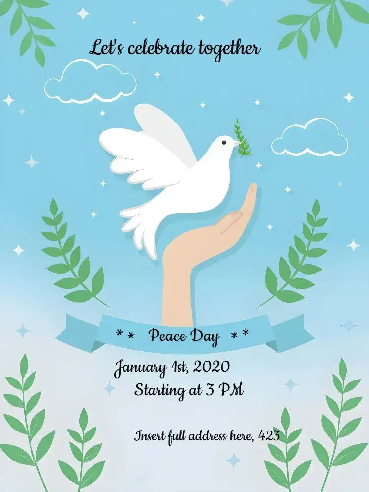 Invitation Post World Peace Day January – Commemorative Dates theme blue, white, minimalist, modern, graphic, hope