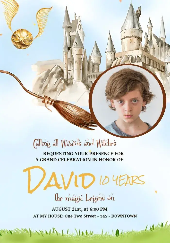 Harry Potter - Hogwarts With Boy Photo invitation
