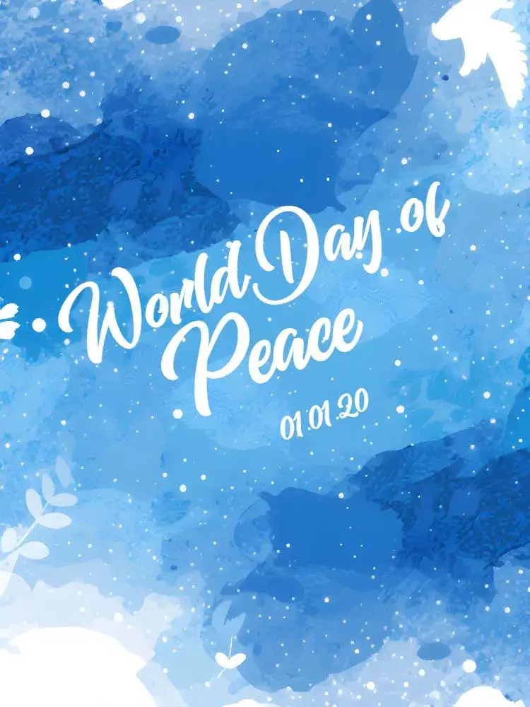 Invitation Post World Peace Day Love – Commemorative Dates theme blue and white, minimalist, modern, graphic with doves, clean style, hope