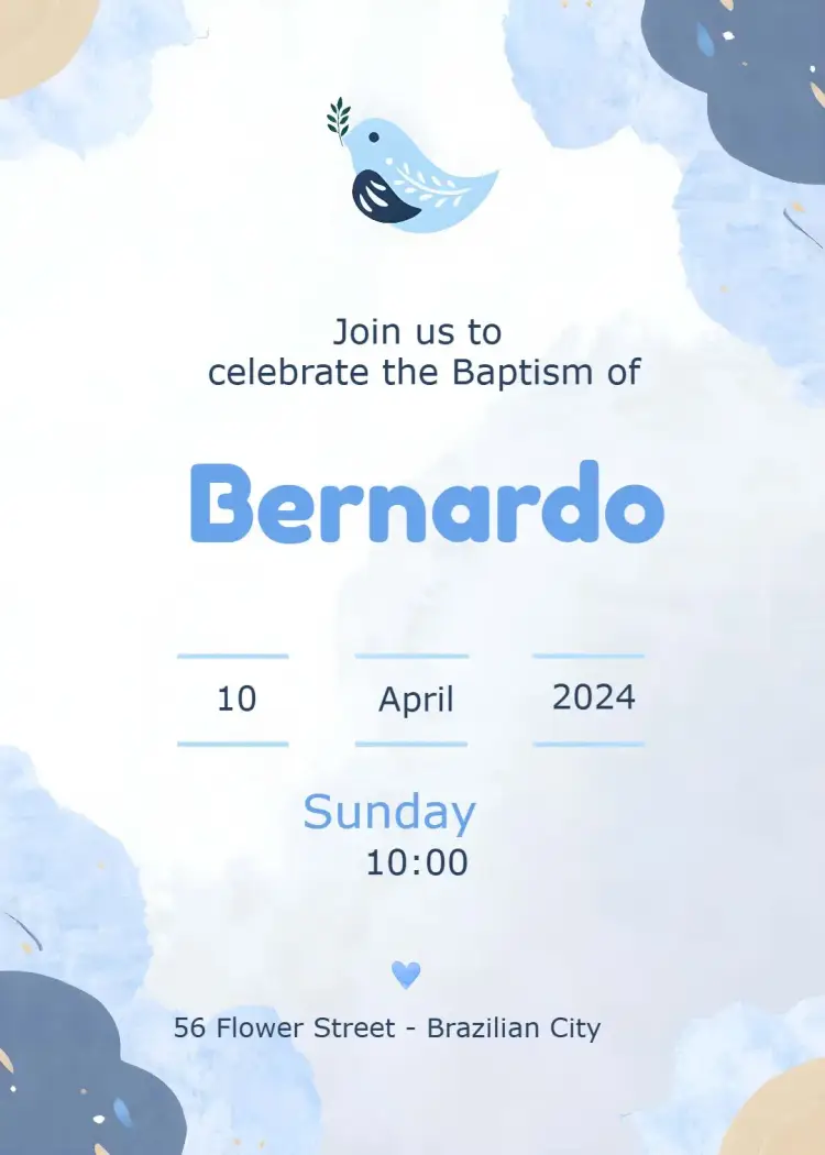 Baptism Little Bird Baptism invitation
