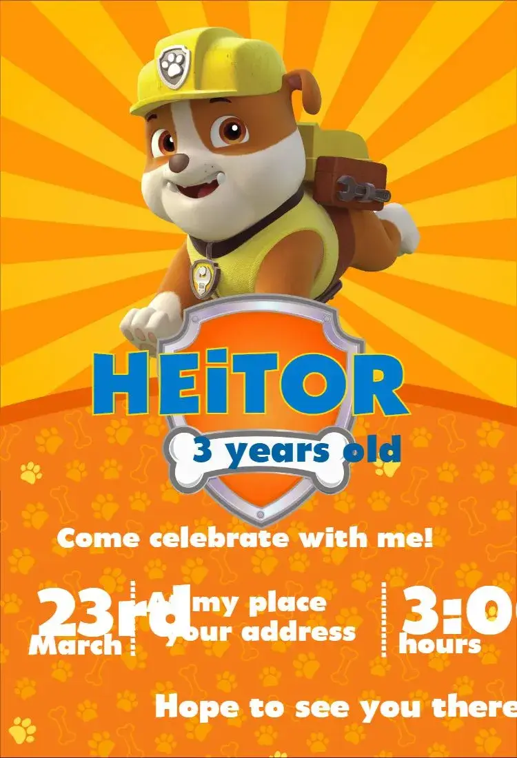 Invite Paw Patrol 8 editable and customizable