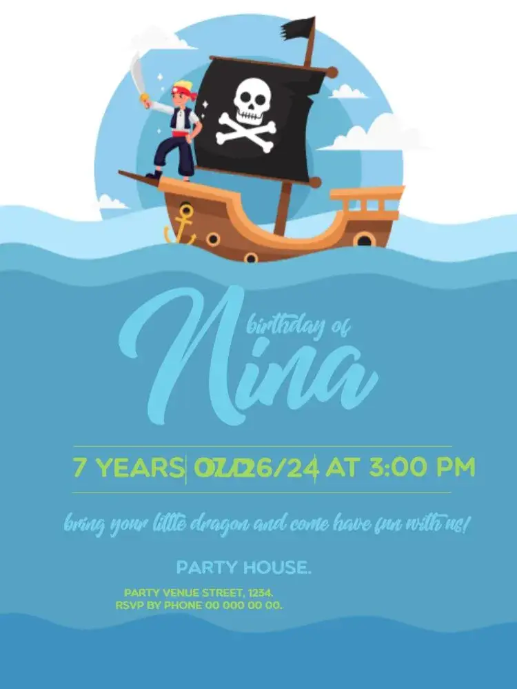 Digital Pirate Ship invitation